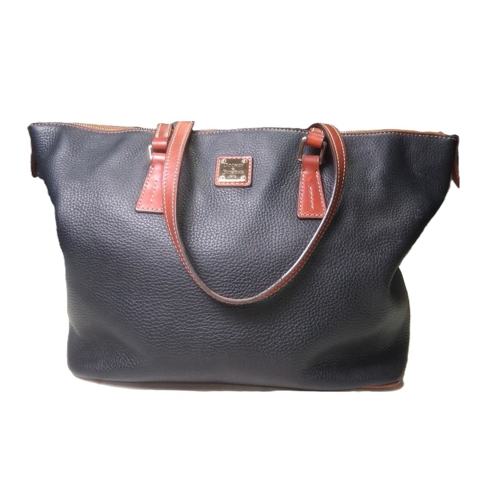 Dooney Bourke Tote Bag Black Pebble Leather, Red Lining, Two Handles